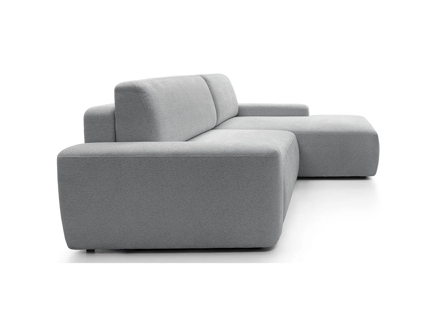 Hoekbank met slaapbank - lichtgrijs chenille - rechterkant - BALEO