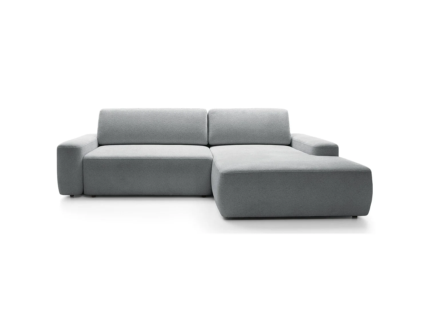 Hoekbank met slaapbank - lichtgrijs chenille - rechterkant - BALEO