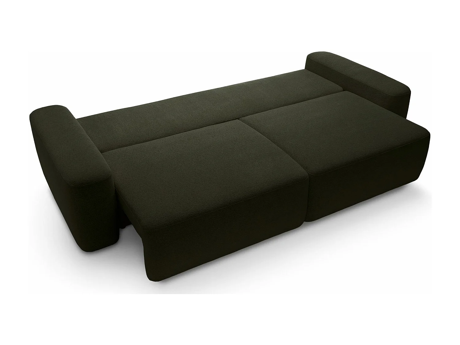 3-Sitzer Sofa mit Schlaffunktion - Chenille-Bezug - olivgrün - BALEO