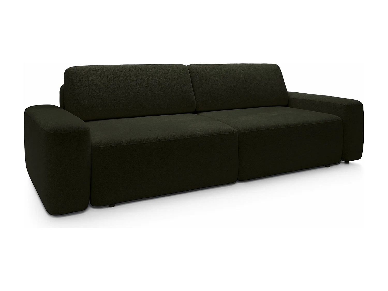 3-Sitzer Sofa mit Schlaffunktion - Chenille-Bezug - olivgrün - BALEO