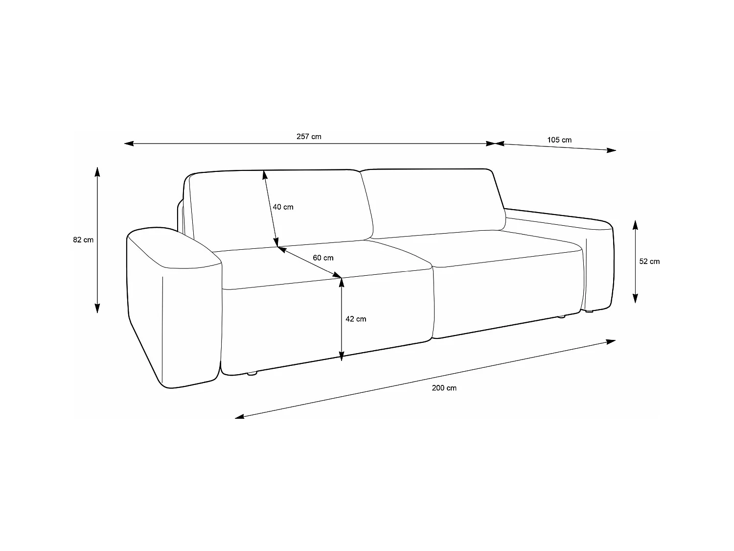 Canapé convertible 3 places - olive chenille - BALEO