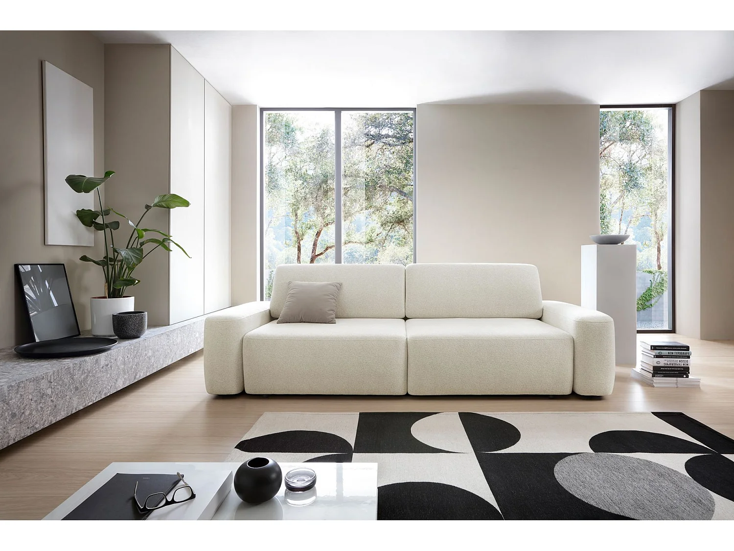 3-zits slaapbank - chenille crème - BALEO