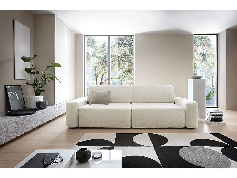 Canapé convertible 3 places - créme chenille - BALEO