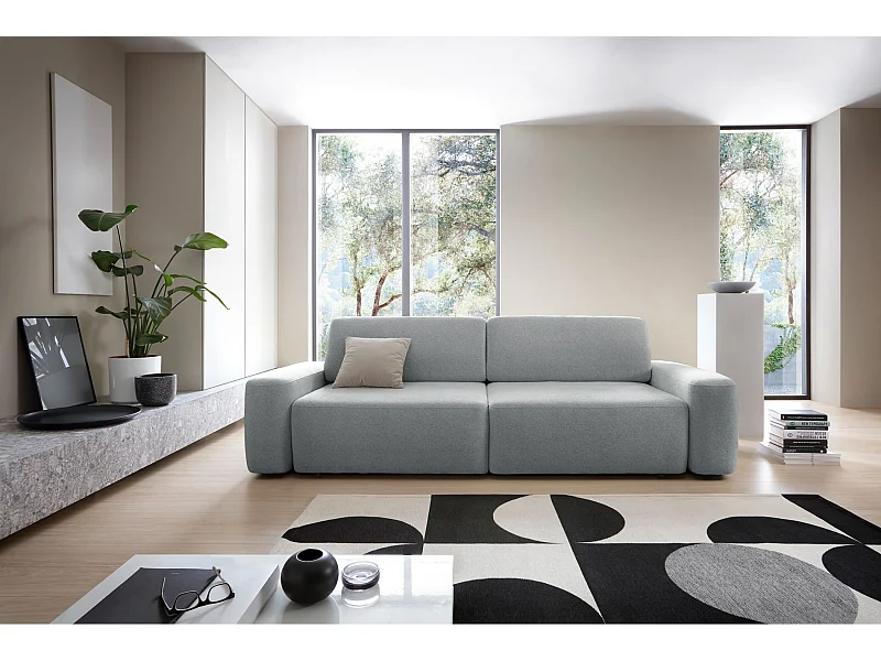 3-Sitzer Sofa mit Schlaffunktion - Chenille-Bezug - hellgrau - BALEO