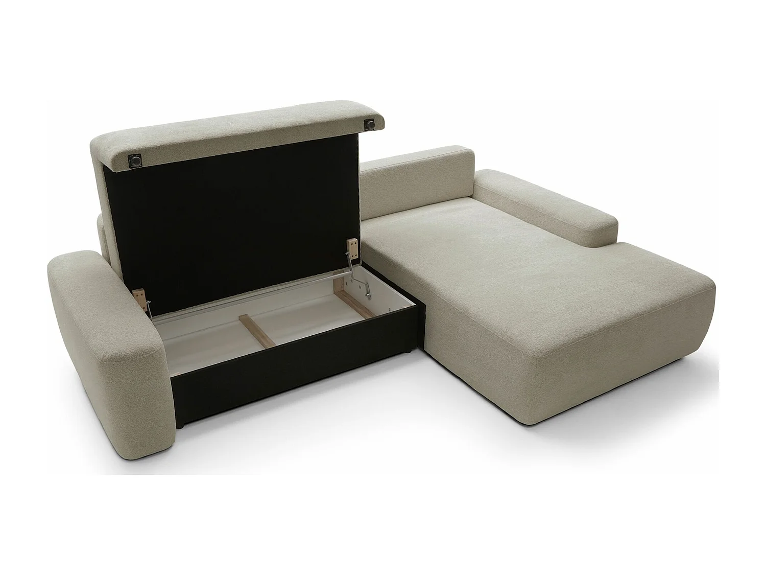 Canapé d'angle convertible - beige chenille - côté droit - BALEO