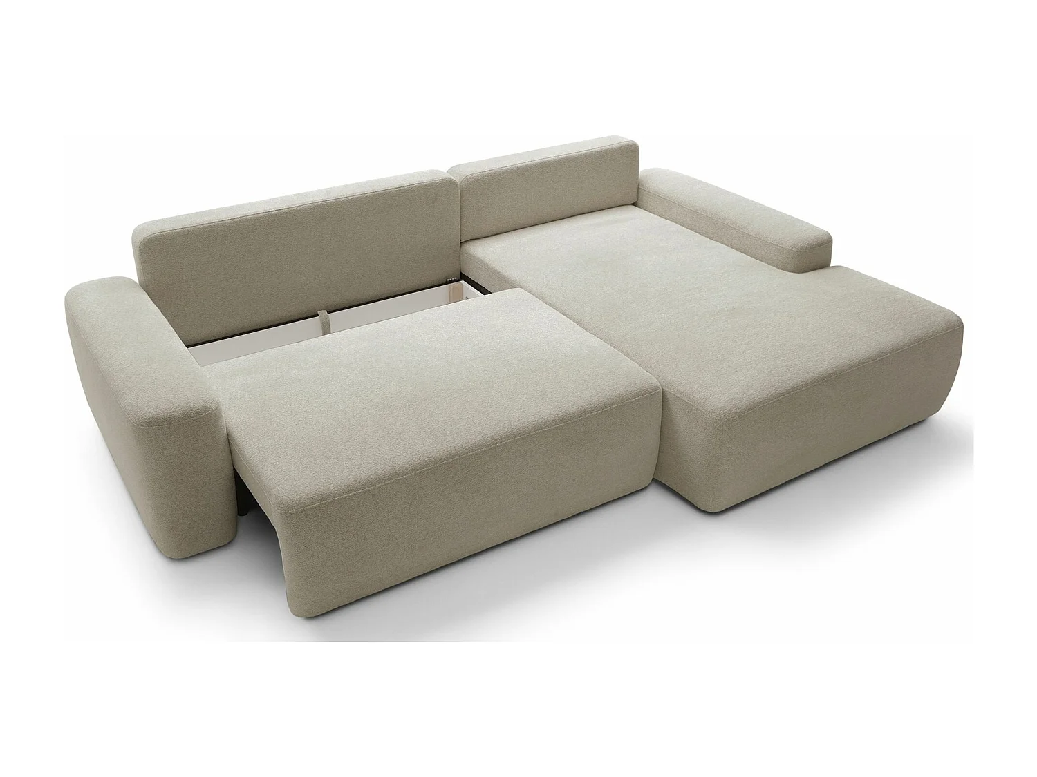 Canapé d'angle convertible - beige chenille - côté droit - BALEO