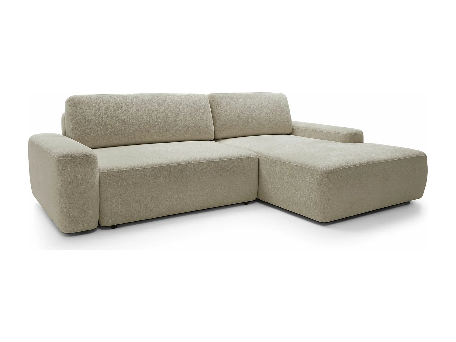 Canapé d'angle convertible - beige chenille - côté droit - BALEO