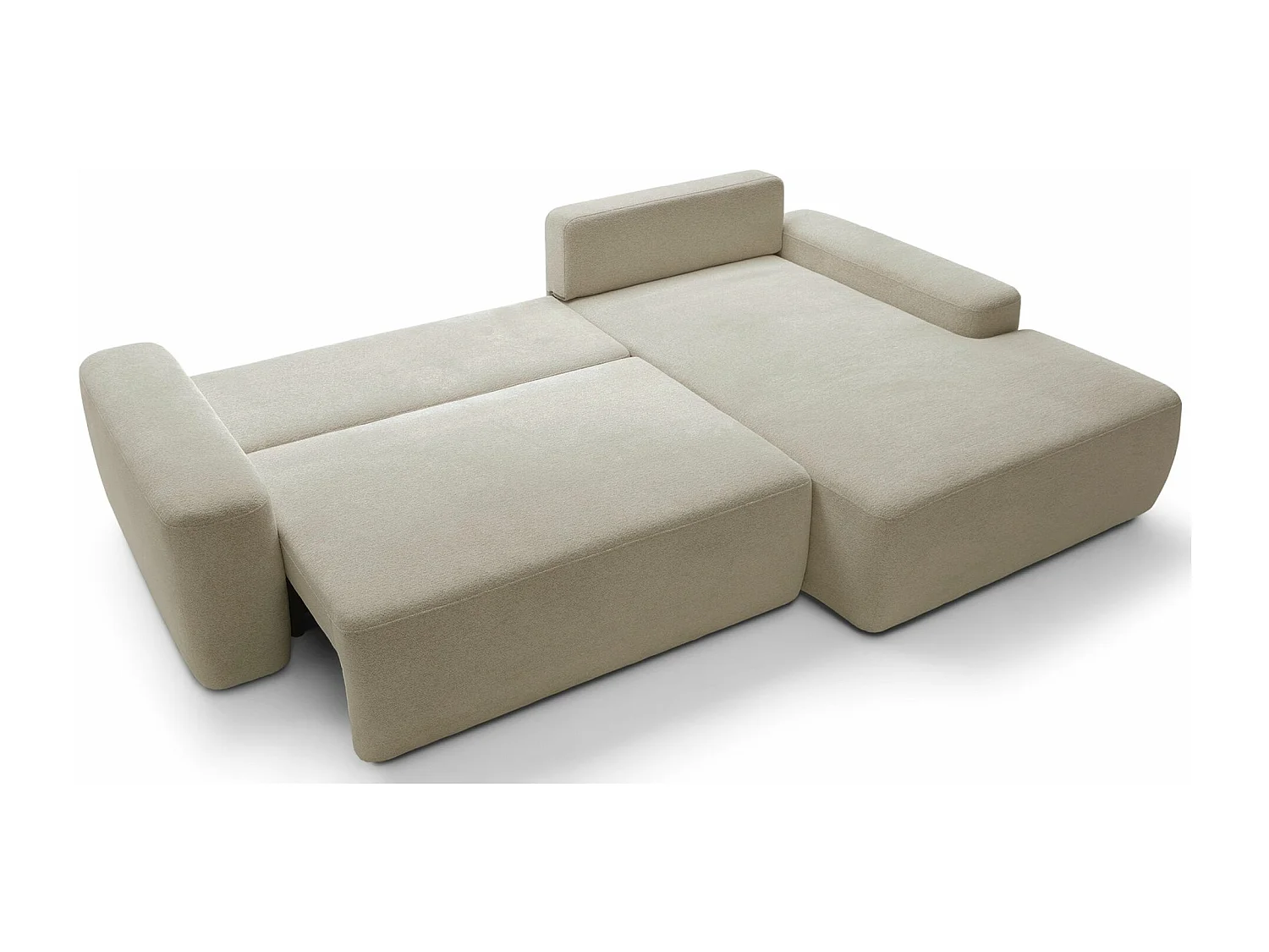 Canapé d'angle convertible - beige chenille - côté droit - BALEO