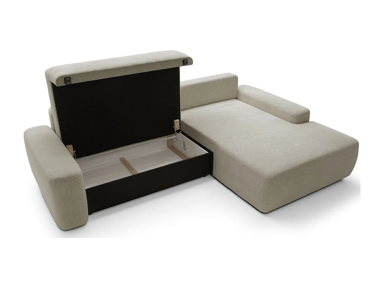 Canapé d'angle convertible - beige chenille - côté droit - BALEO