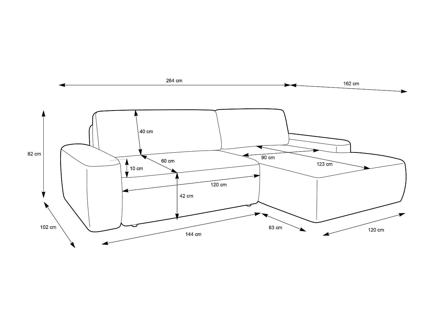 Canapé d'angle convertible - beige chenille - côté droit - BALEO