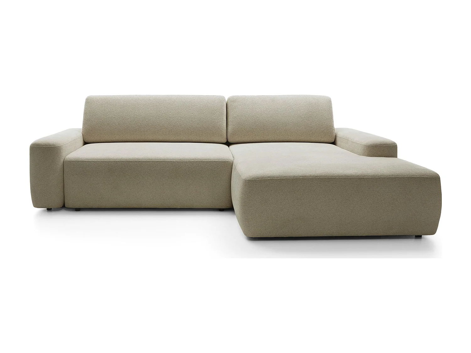 Canapé d'angle convertible - beige chenille - côté droit - BALEO
