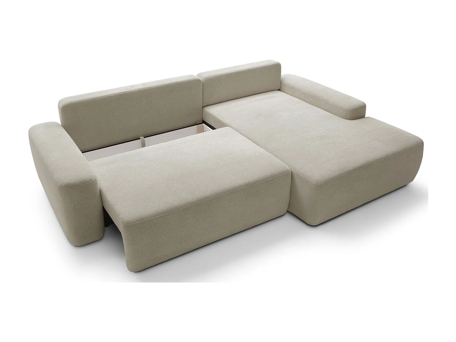 Canapé d'angle convertible - beige chenille - côté droit - BALEO
