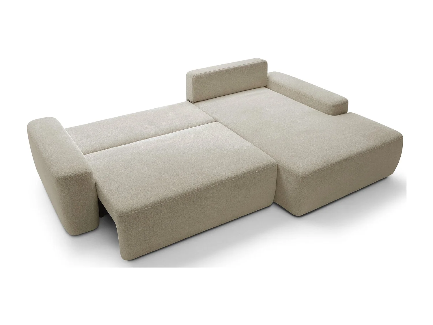 Canapé d'angle convertible - beige chenille - côté droit - BALEO