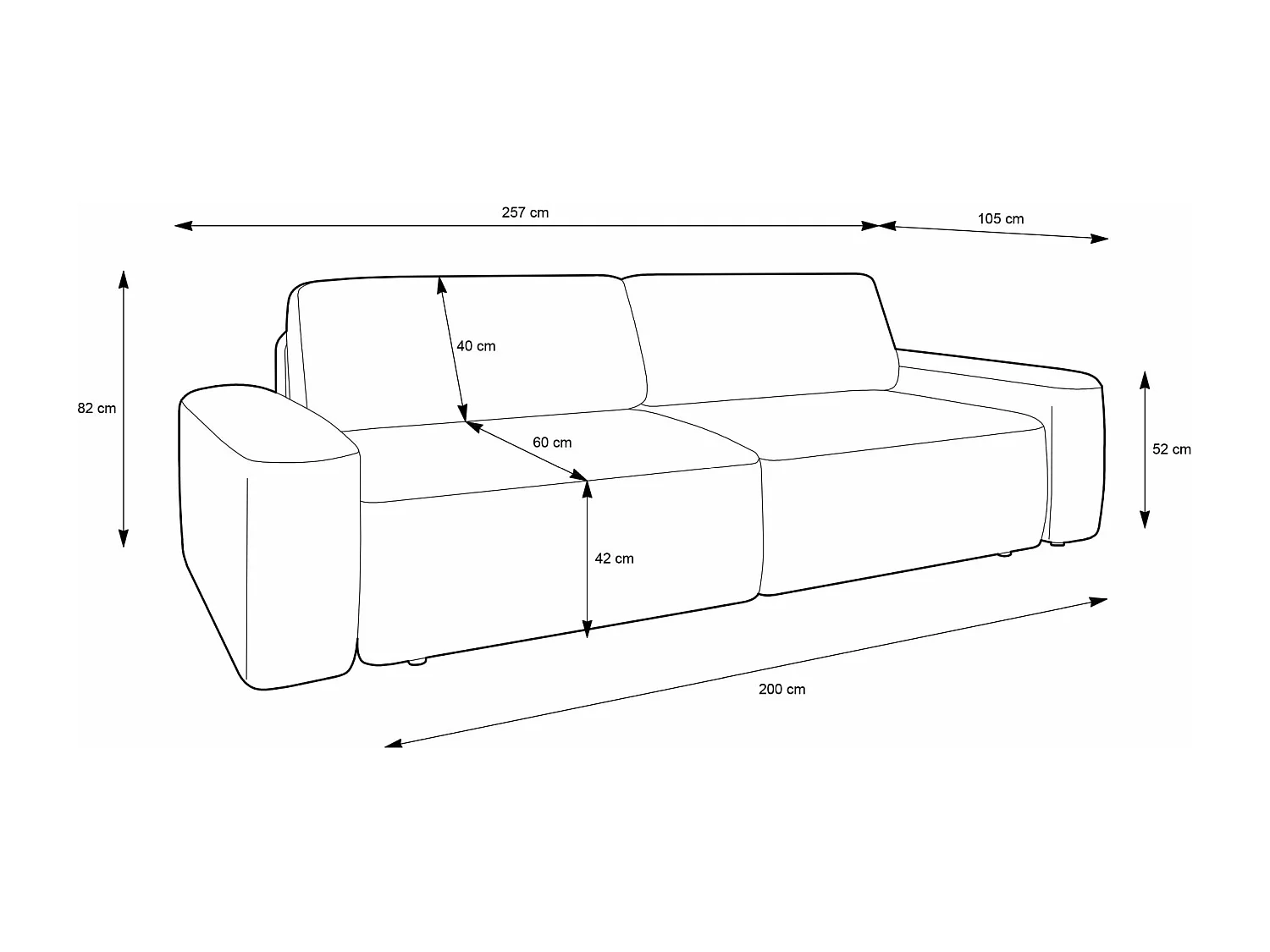 Canapé convertible 3 places - gris-beige chenille - BALEO