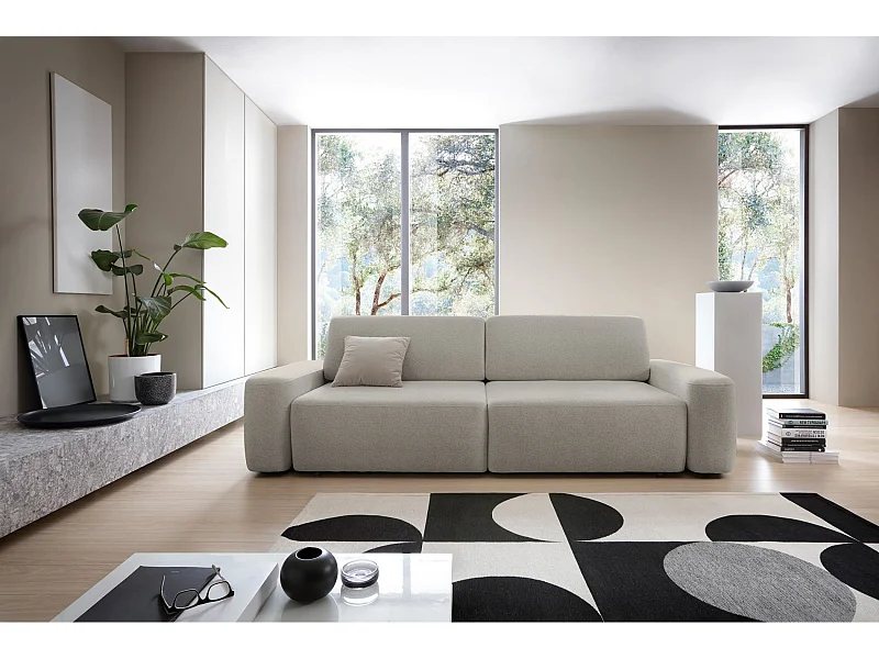 3-Sitzer Sofa mit Schlaffunktion - Chenille-Bezug - greige - BALEO