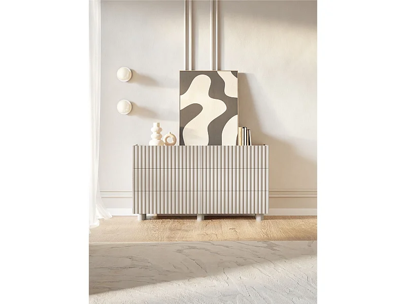 Kommode mit sechs Schubladen - Greige - 147 cm - FIORRA