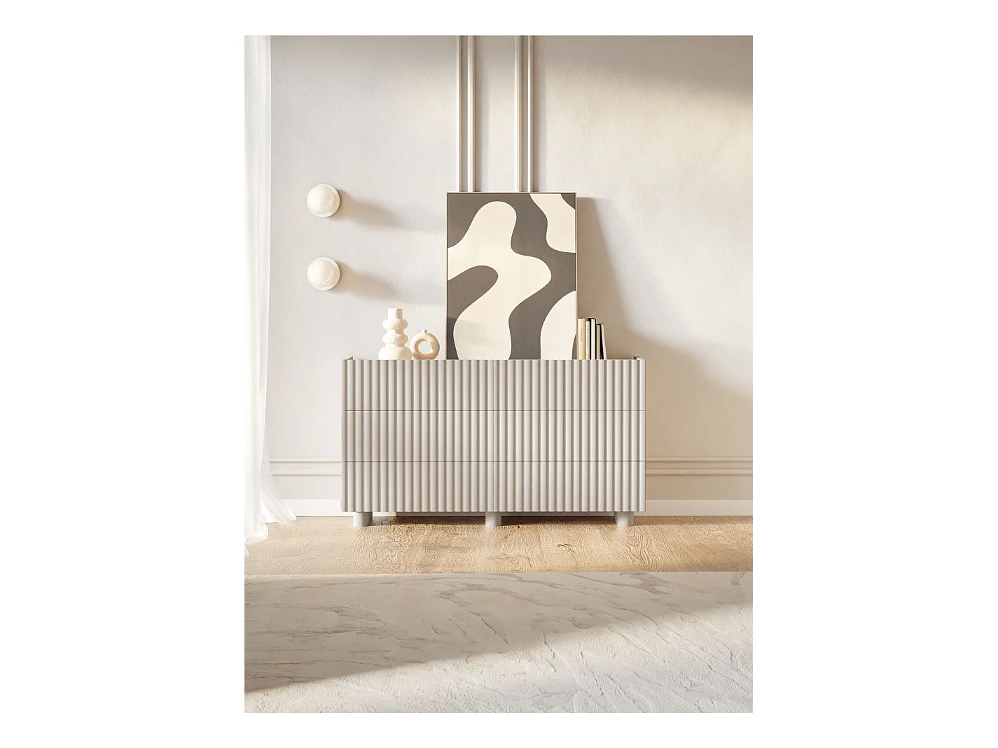 Commode à six tiroirs - 147 cm - grège - FIORRA