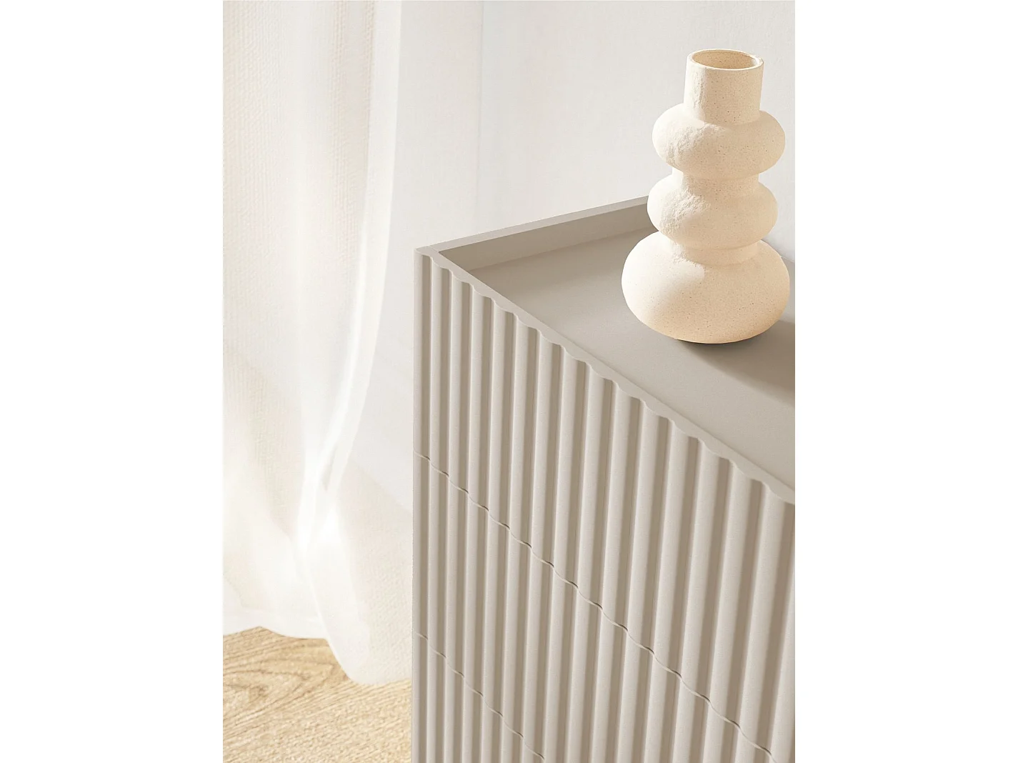 Commode à six tiroirs - 147 cm - grège - FIORRA