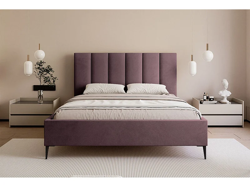 Opbergbed met poten - 180x200 cm - in paarse fluwelen stof - MASEGO