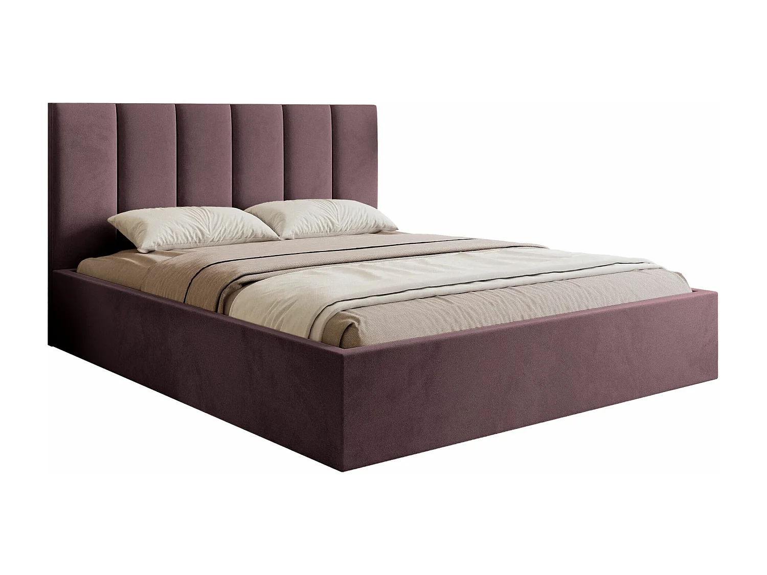 Lit coffre - 180x200 cm - en tissu velours violet - MASEGO