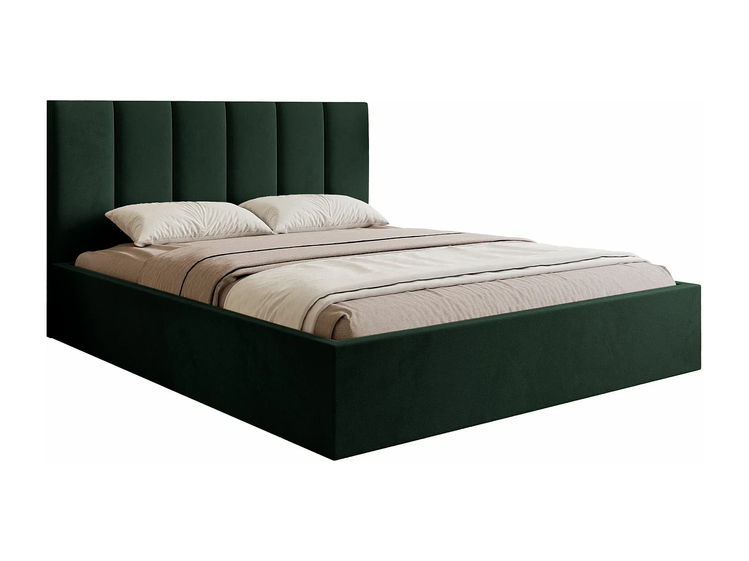 Lit coffre - 180x200 cm - en tissu velours vert foncé - MASEGO
