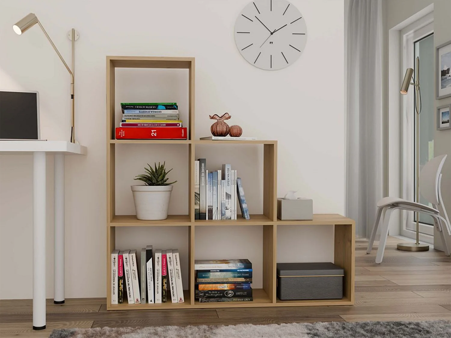 Étagère escalier avec 6 étagères - chêne artisanal - 115 cm - STEPI