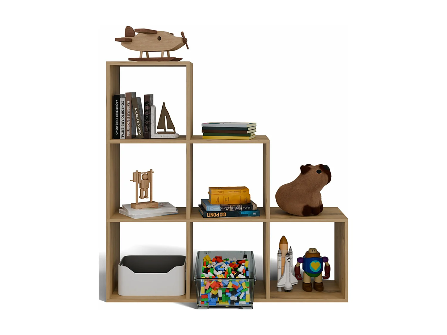 Étagère escalier avec 6 étagères - chêne artisanal - 115 cm - STEPI