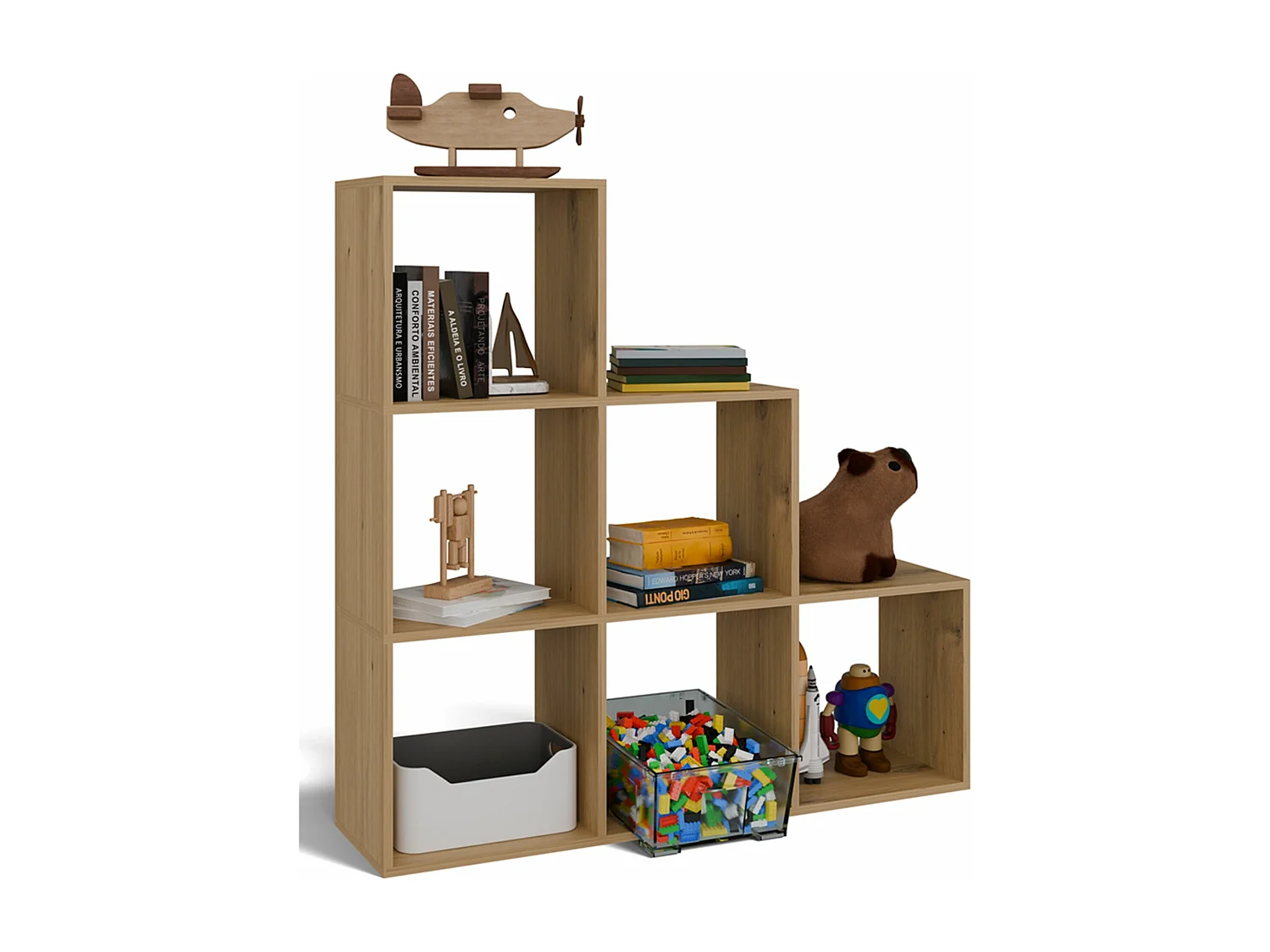 Étagère escalier avec 6 étagères - chêne artisanal - 115 cm - STEPI