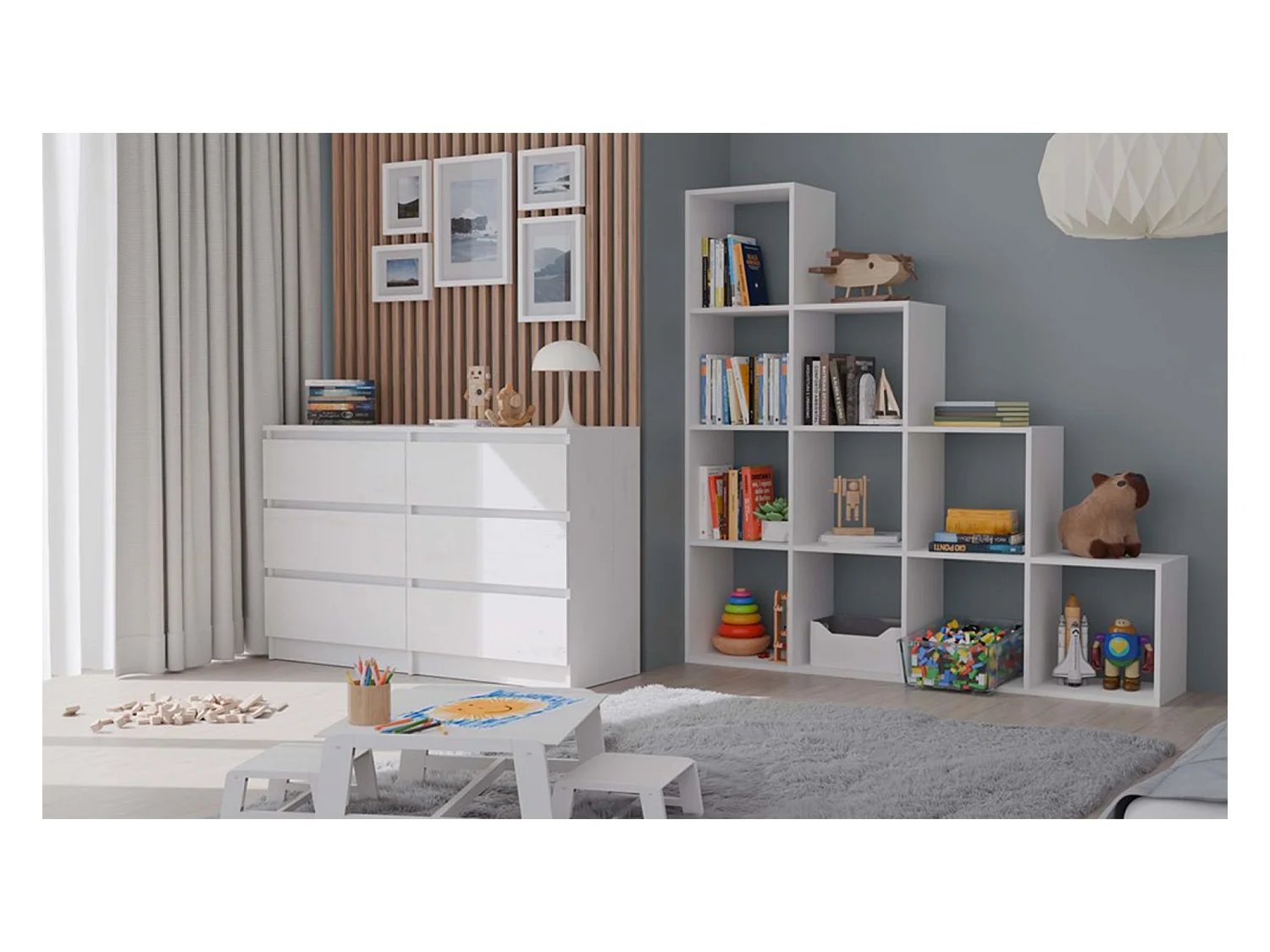 Étagère escalier avec 10 étagères - blanc - 153 cm - STEPI
