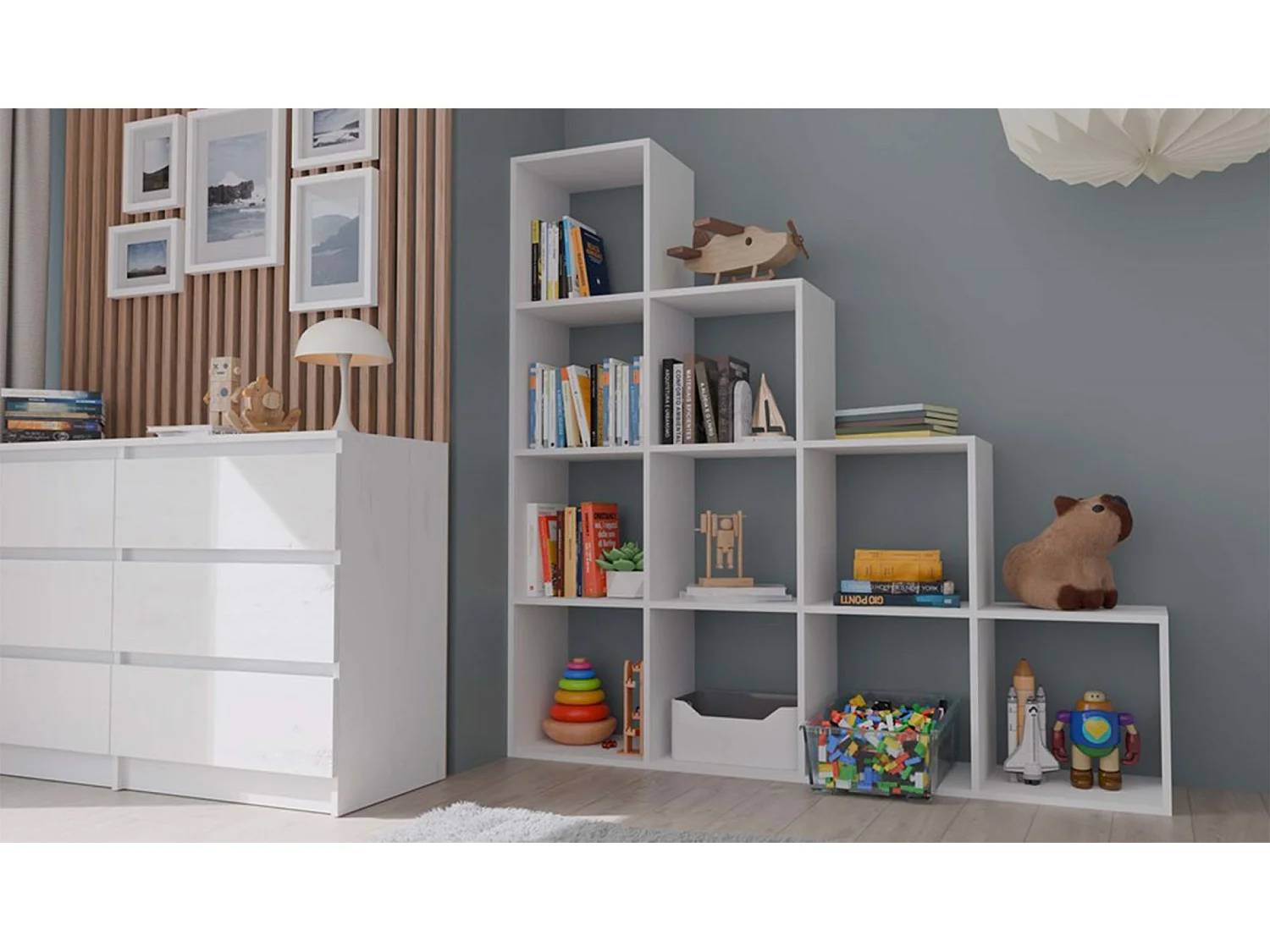 Étagère escalier avec 10 étagères - blanc - 153 cm - STEPI