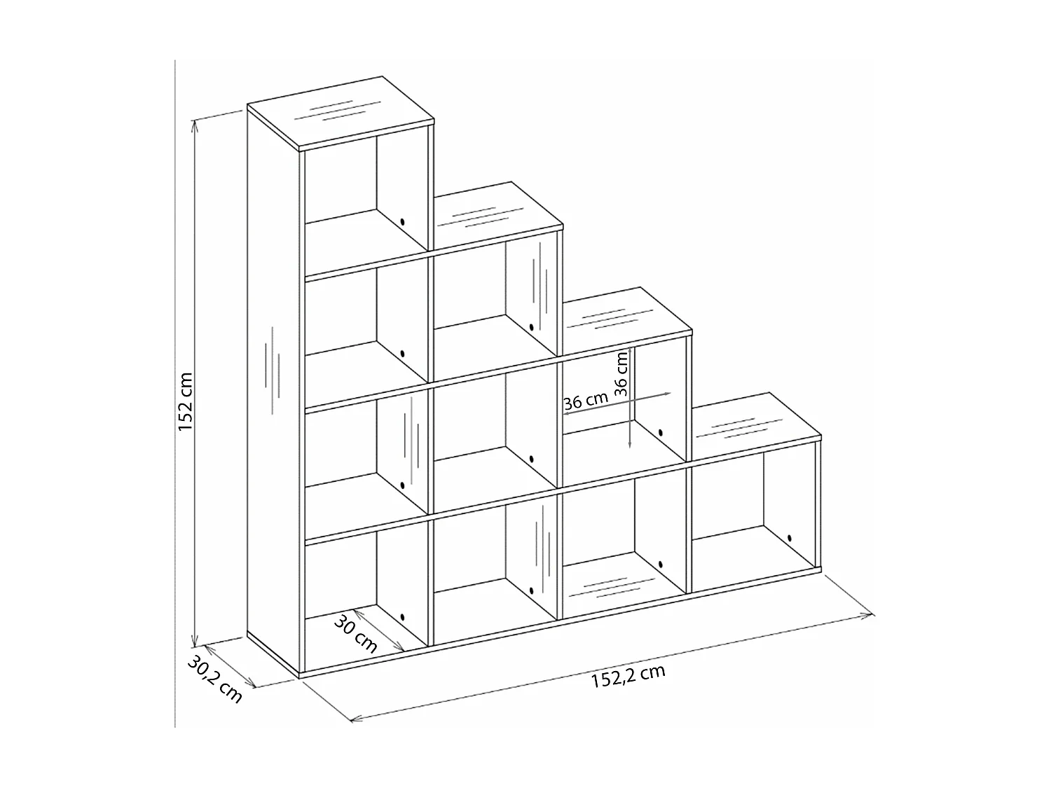 Étagère escalier avec 10 étagères - blanc - 153 cm - STEPI