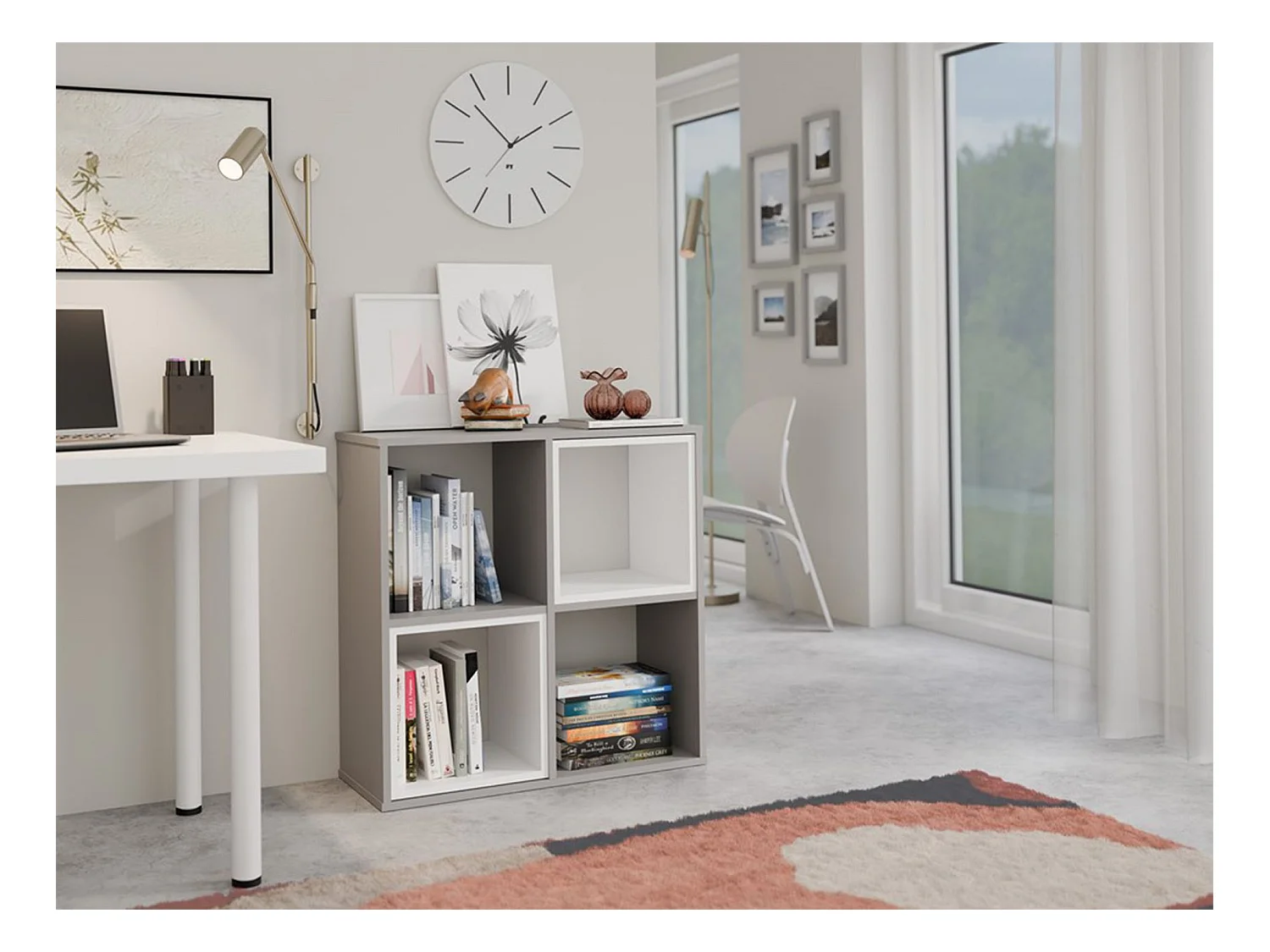 Étagère avec 4 étagères - 74 cm - gris - MALAX