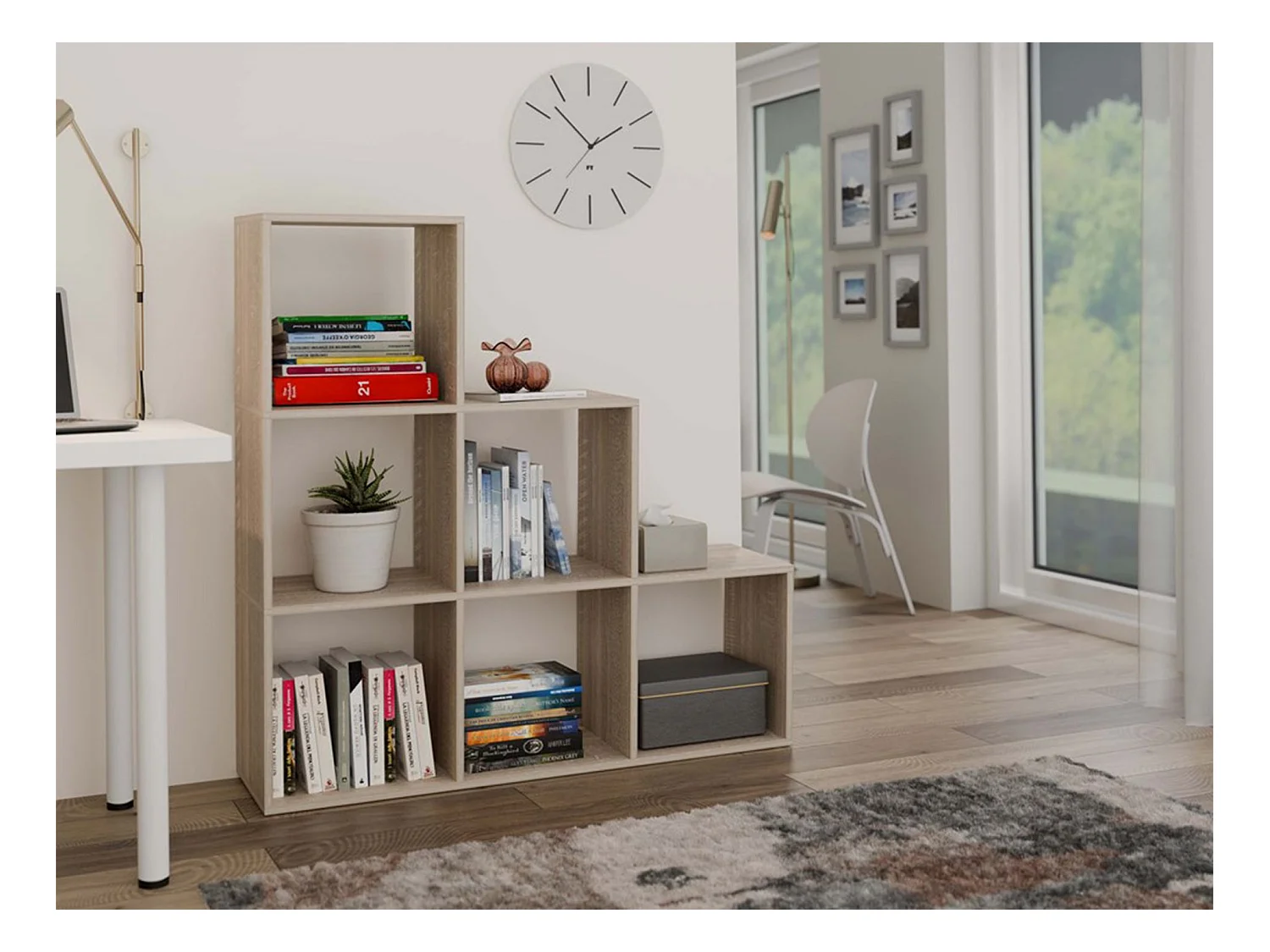 Étagère escalier avec 6 étagères - Chêne Sonoma - 115 cm - STEPI