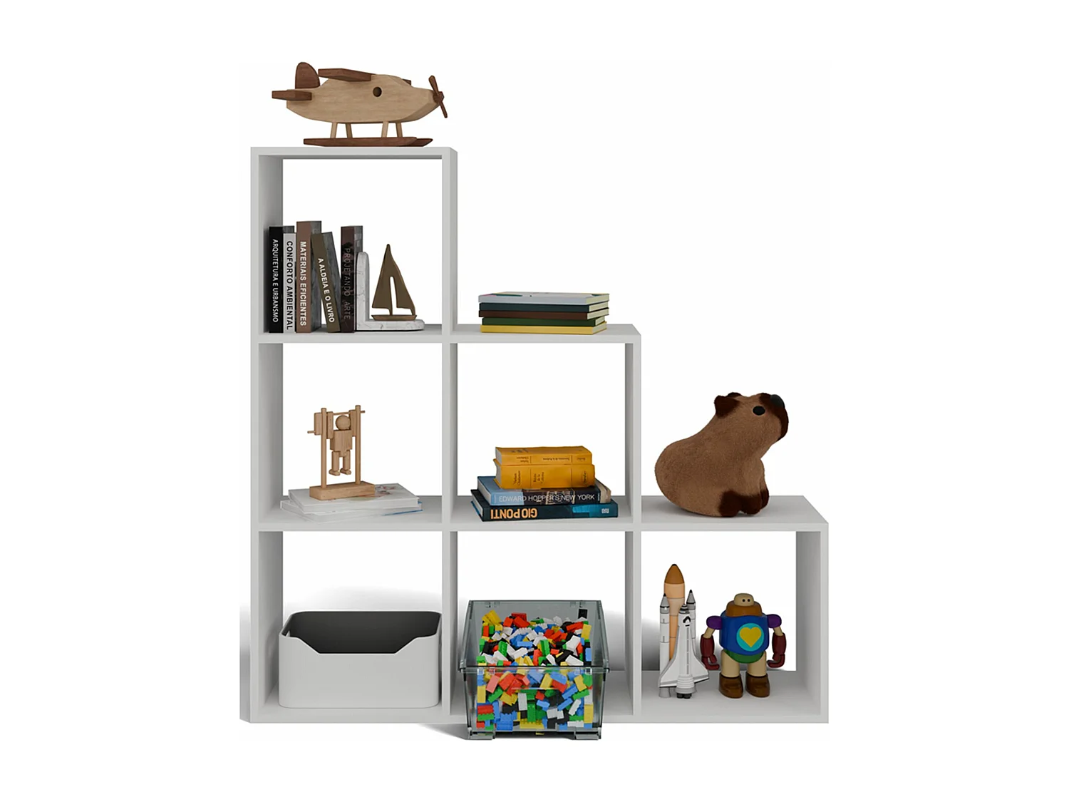 Étagère escalier avec 6 étagères - blanc - 115 cm - STEPI