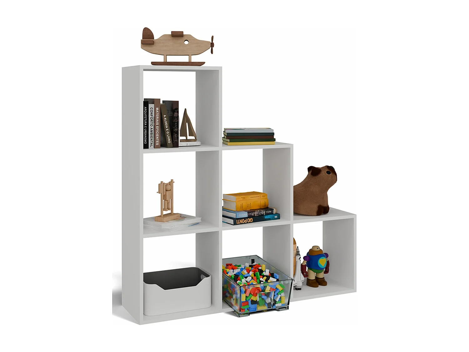 Étagère escalier avec 6 étagères - blanc - 115 cm - STEPI