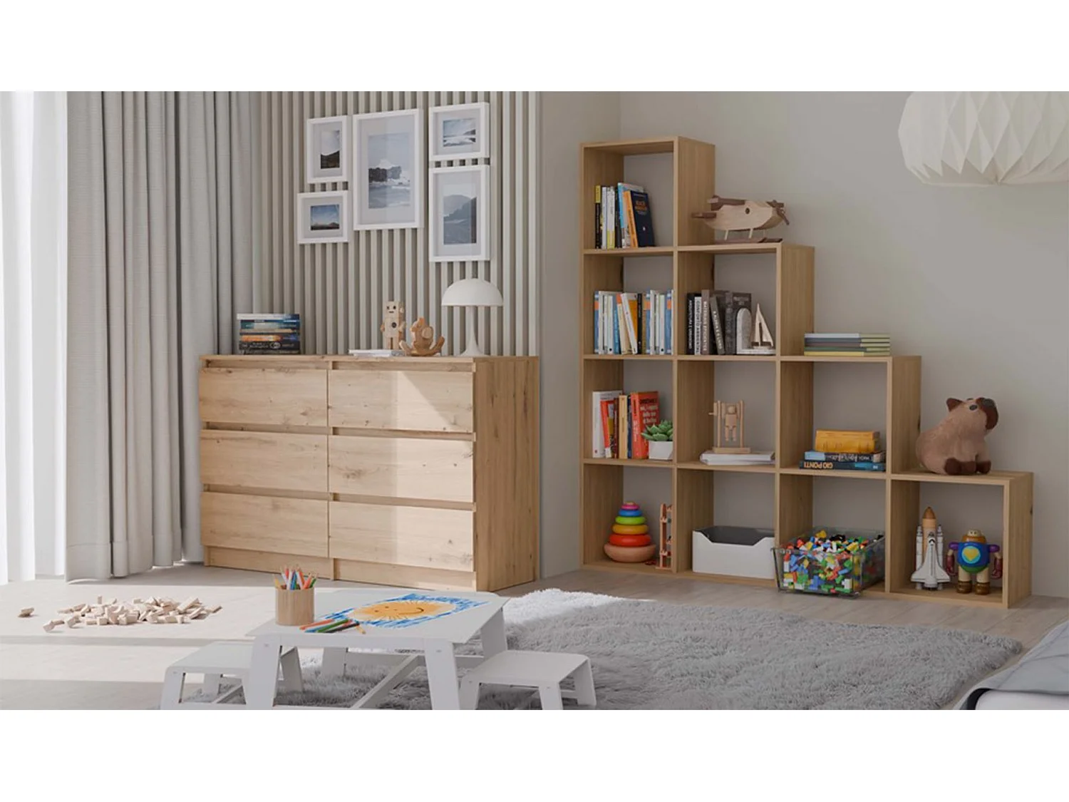 Estantería escalonada con 10 estantes - Roble Artesanal - 153 cm - STEPI