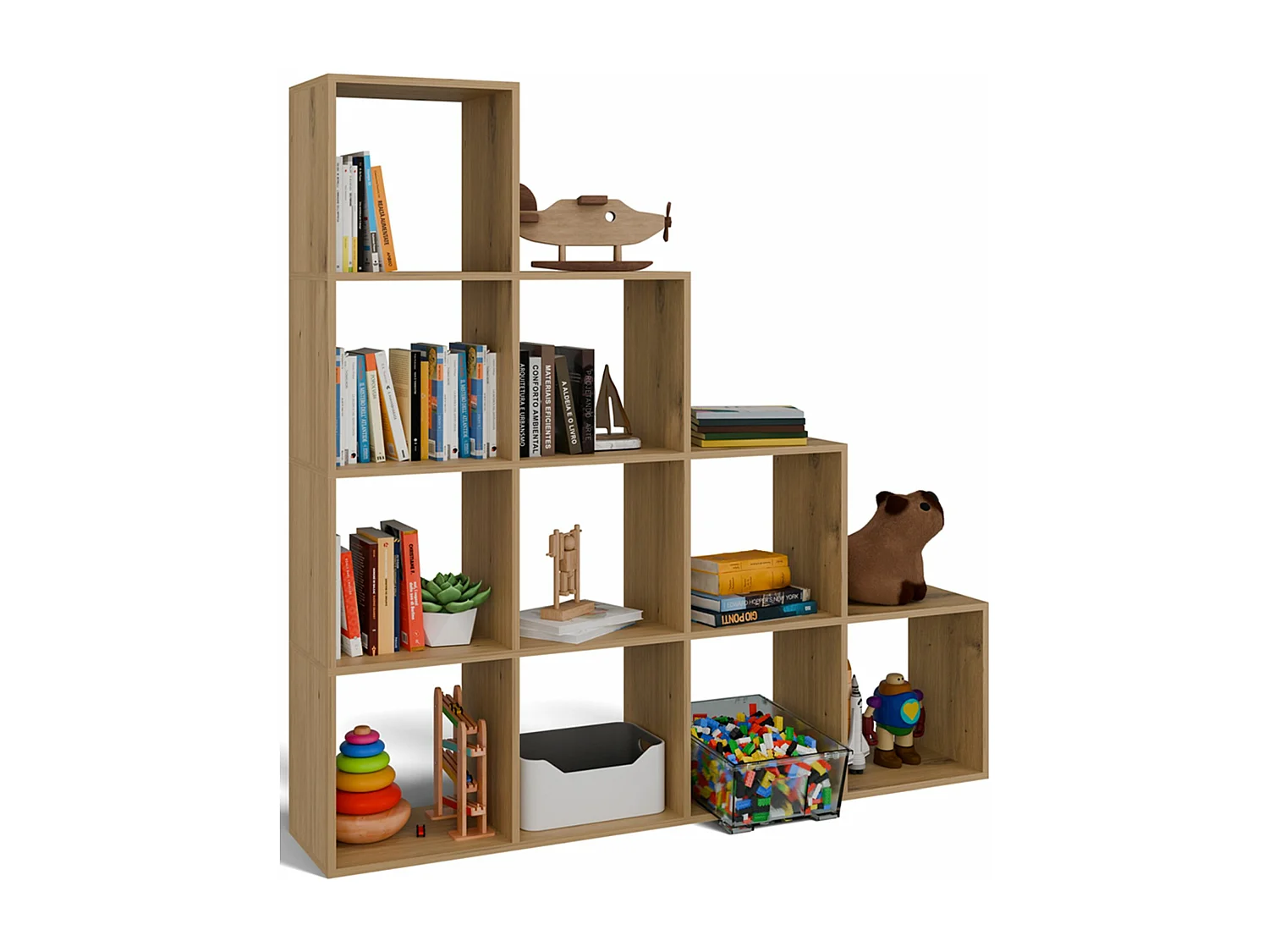 Étagère escalier avec 10 étagères - chêne artisanal - 153 cm - STEPI