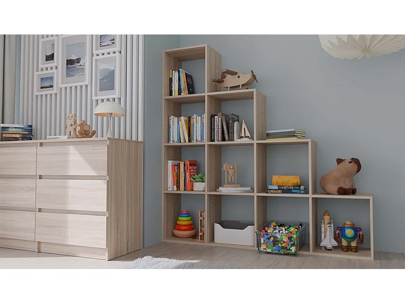 Stufenregal mit zehn Regalfächern - Sonoma-Eiche - 153 cm - STEPI