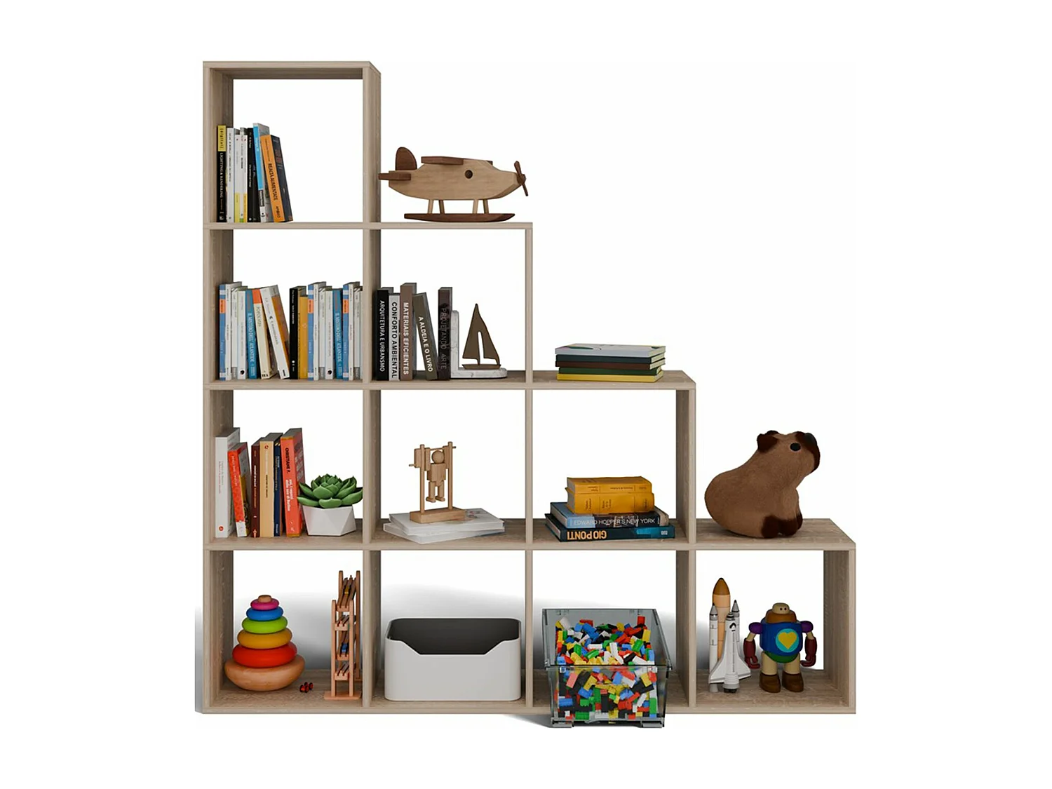 Stufenregal mit zehn Regalfächern - Sonoma-Eiche - 153 cm - STEPI