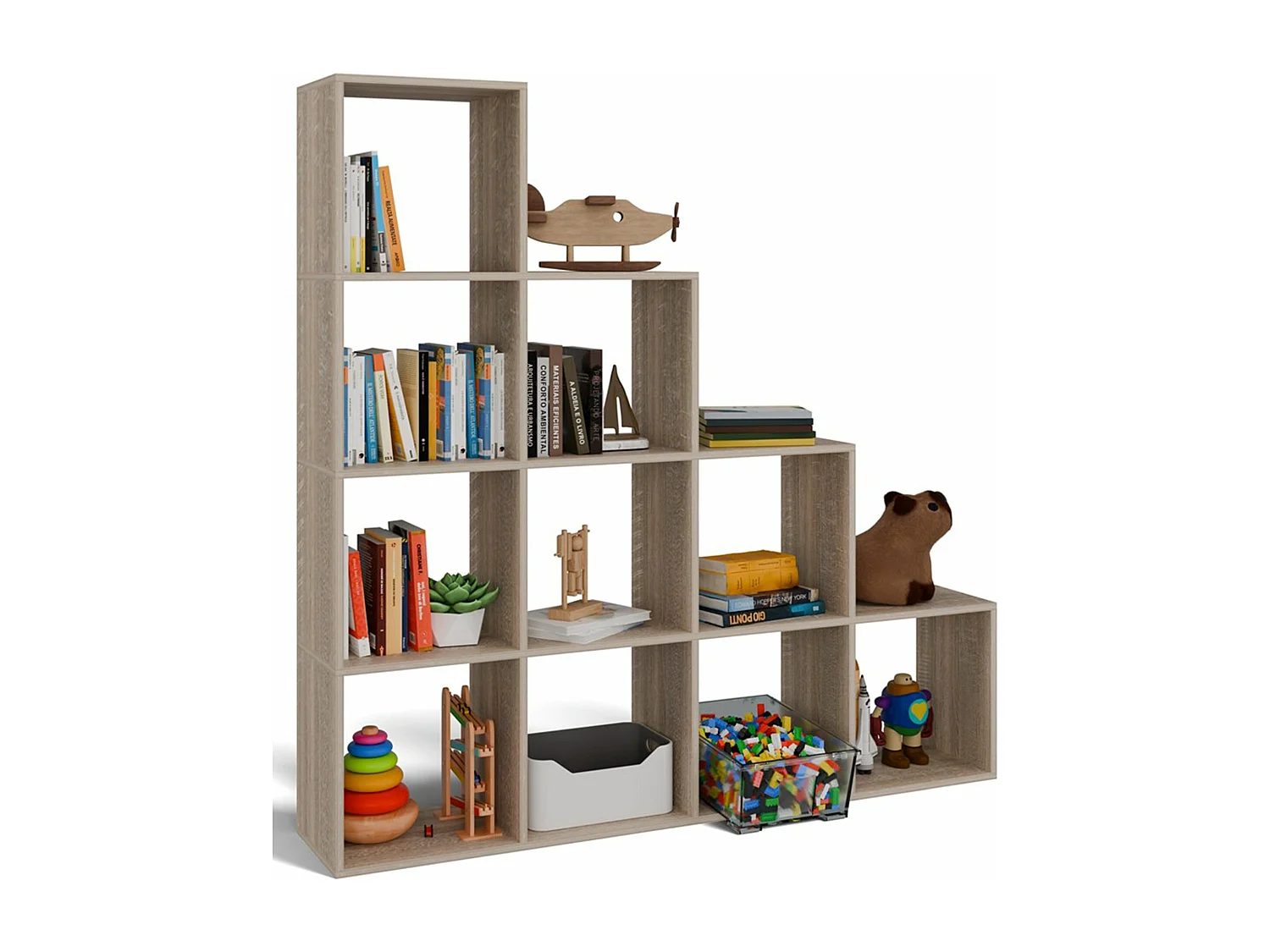 Étagère escalier avec 10 étagères - Chêne Sonoma - 153 cm - STEPI