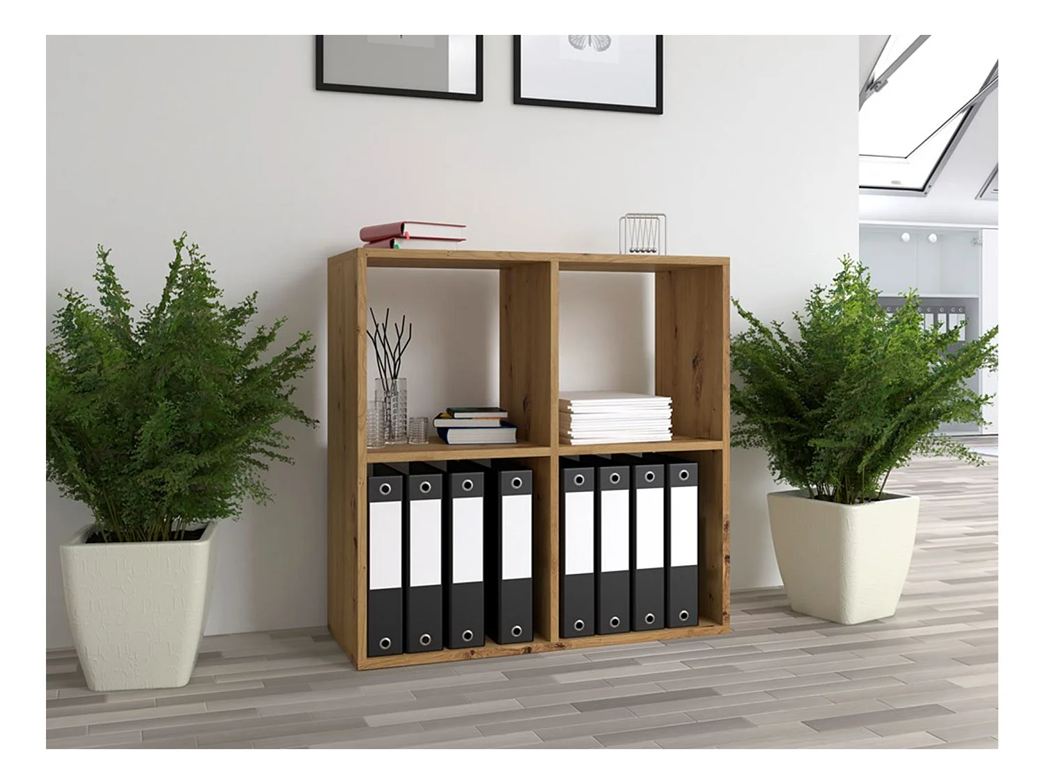 Étagère avec 4 étagères - 74 cm - chêne artisanal - MALAX
