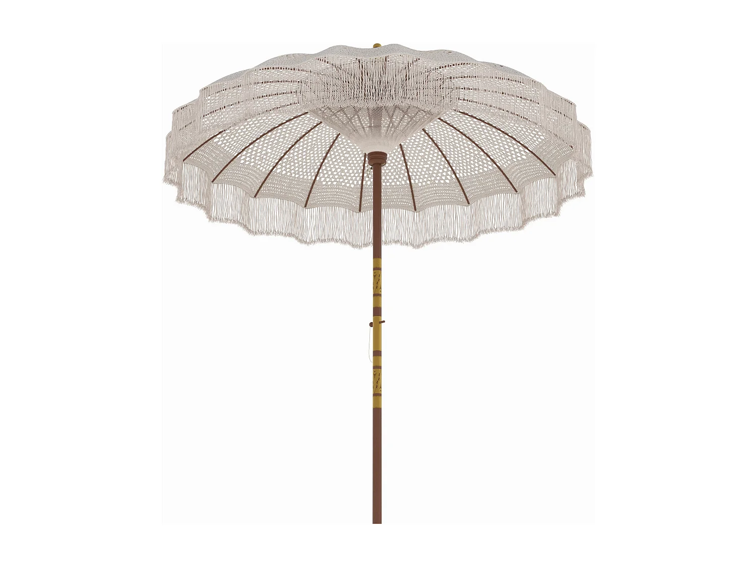 Set ombrellone in macramè e base per ombrellone in legno di suar - Fakélé