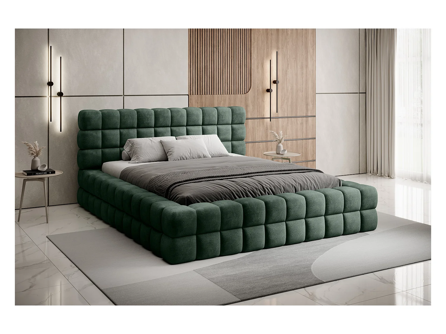 Bett Dario M (160x200)/Stoffbezug/Grün