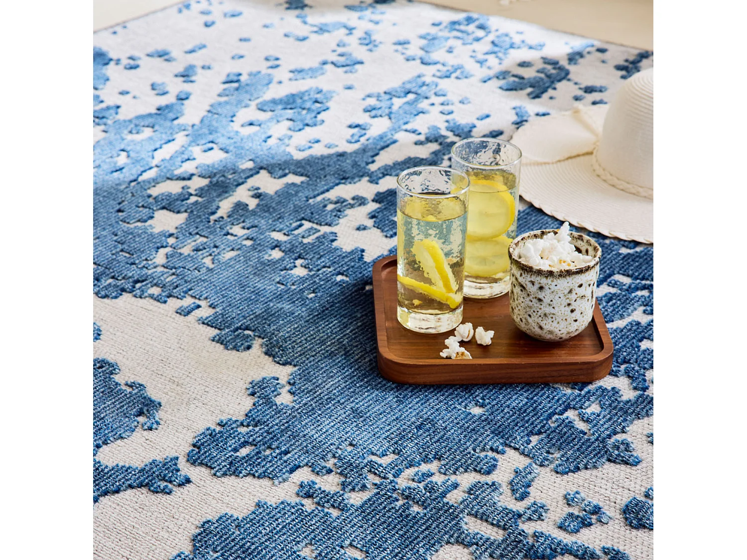 Tapis d'extérieur - 114x170cm - Bleu - Réversible - 100% polypropylène - 1350gr / m² - BYBLOS