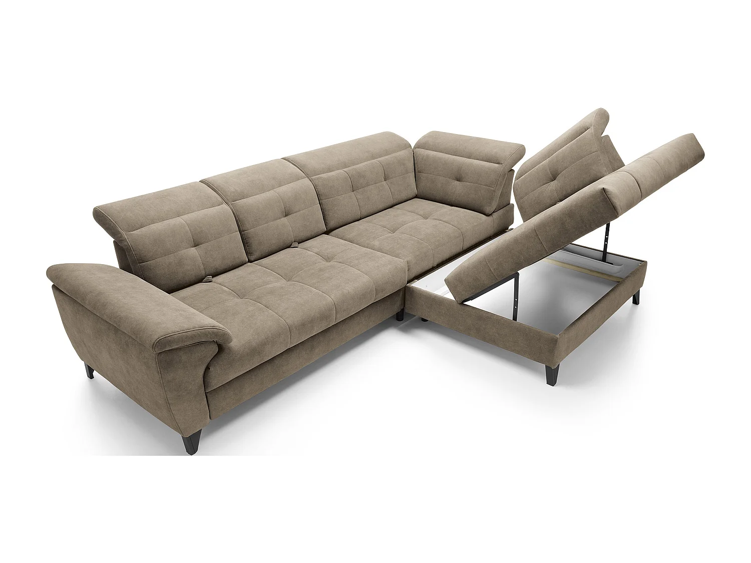 Divano d'angolo Corsica L/Tessuto/Marrone