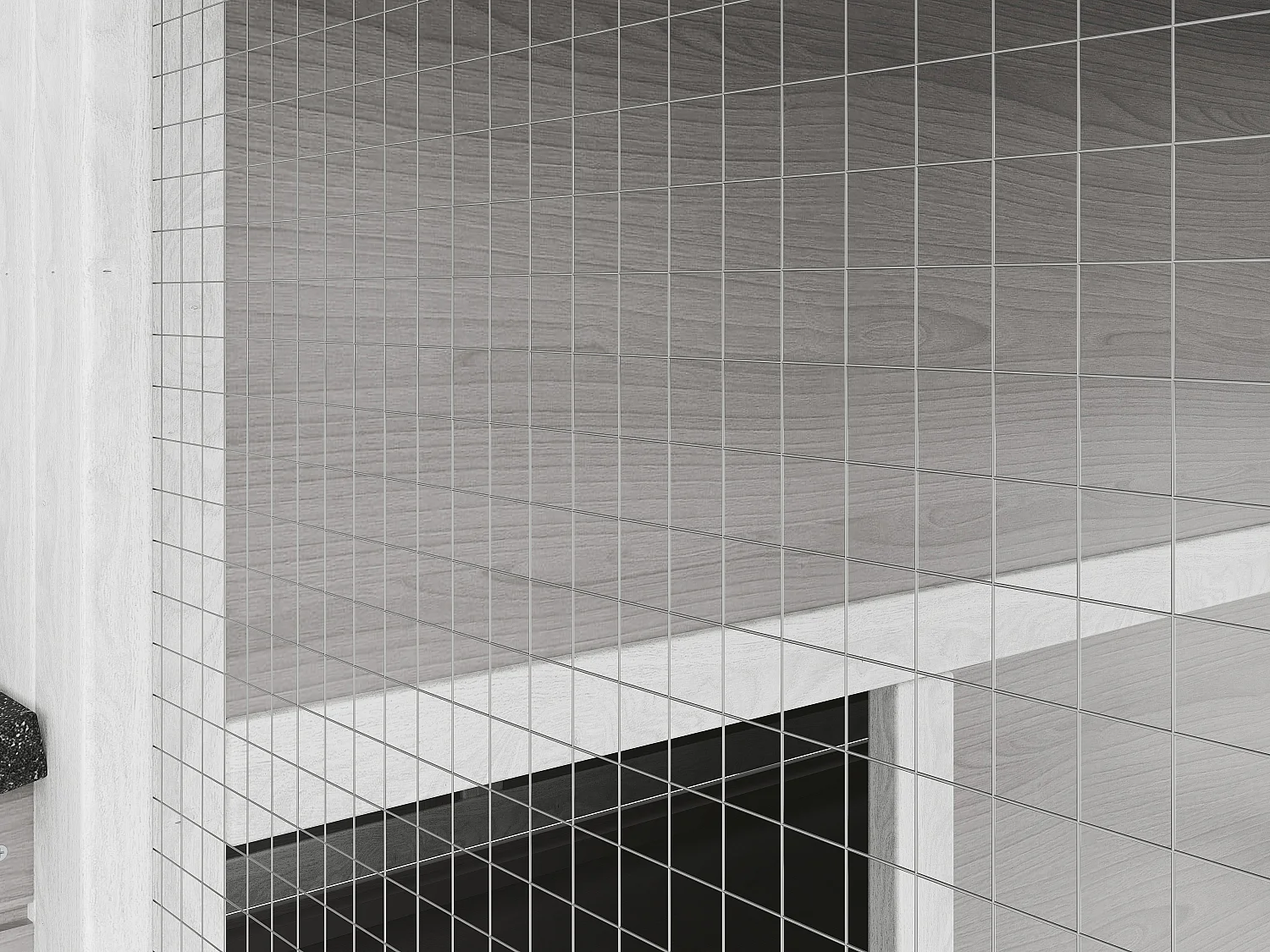 Poulailler en bois avec enclos - 8 poules - L. 201 x P.142 x H. 171 cm- Gris et blanc - GALLUS