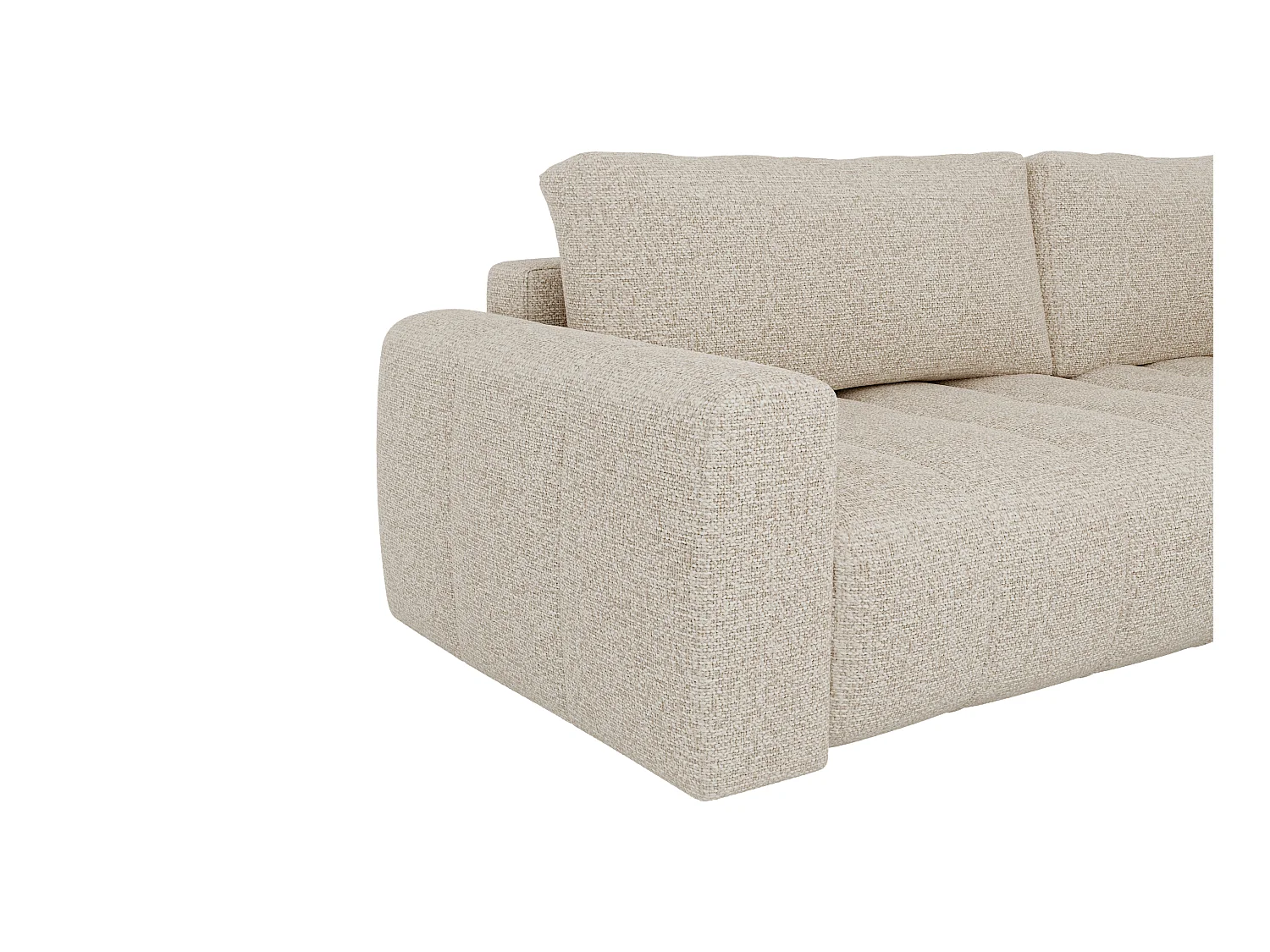 Canapé d'angle droit en tissu chiné beige LORIONA