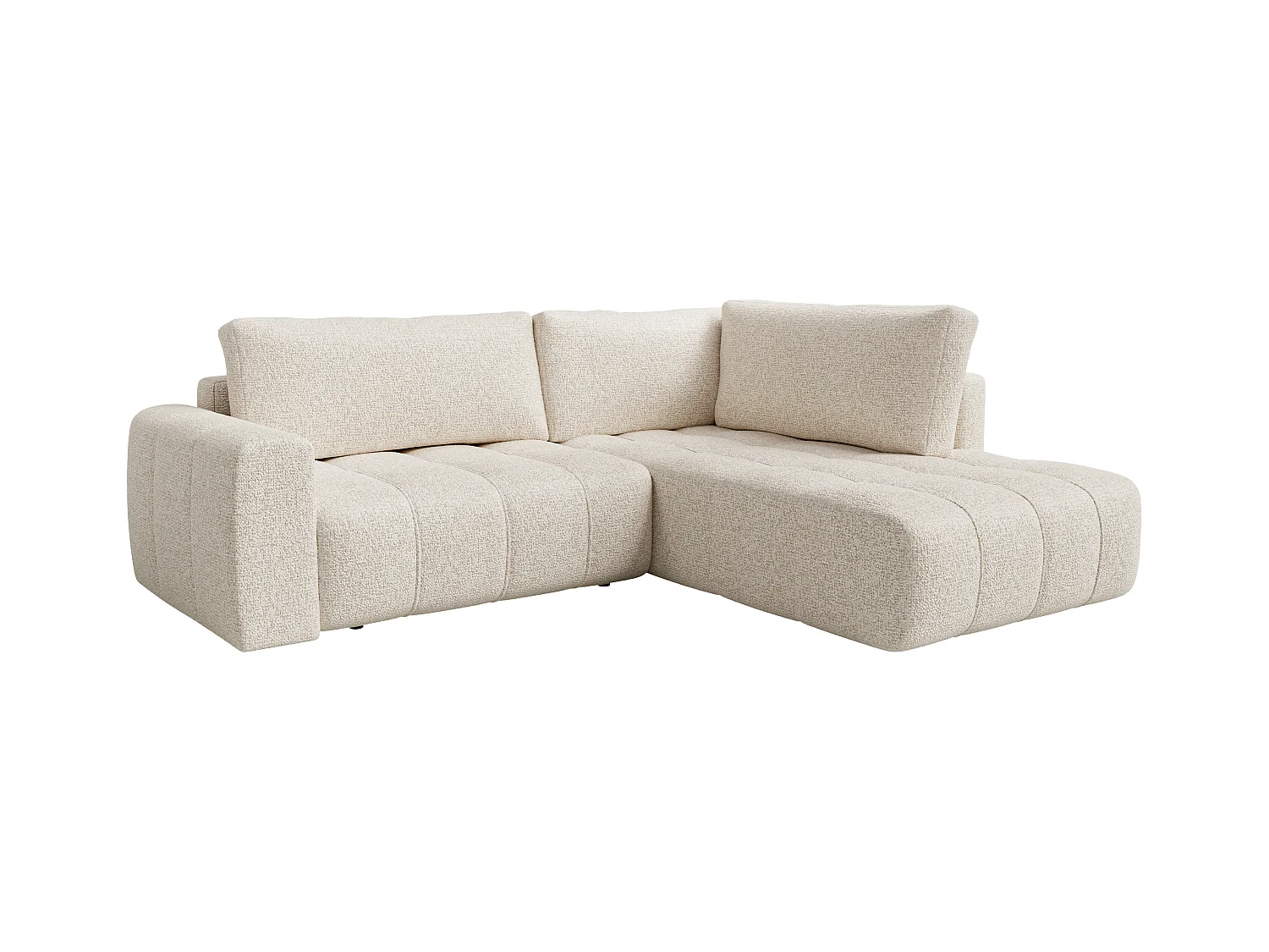 Canapé d'angle droit en tissu chiné beige LORIONA