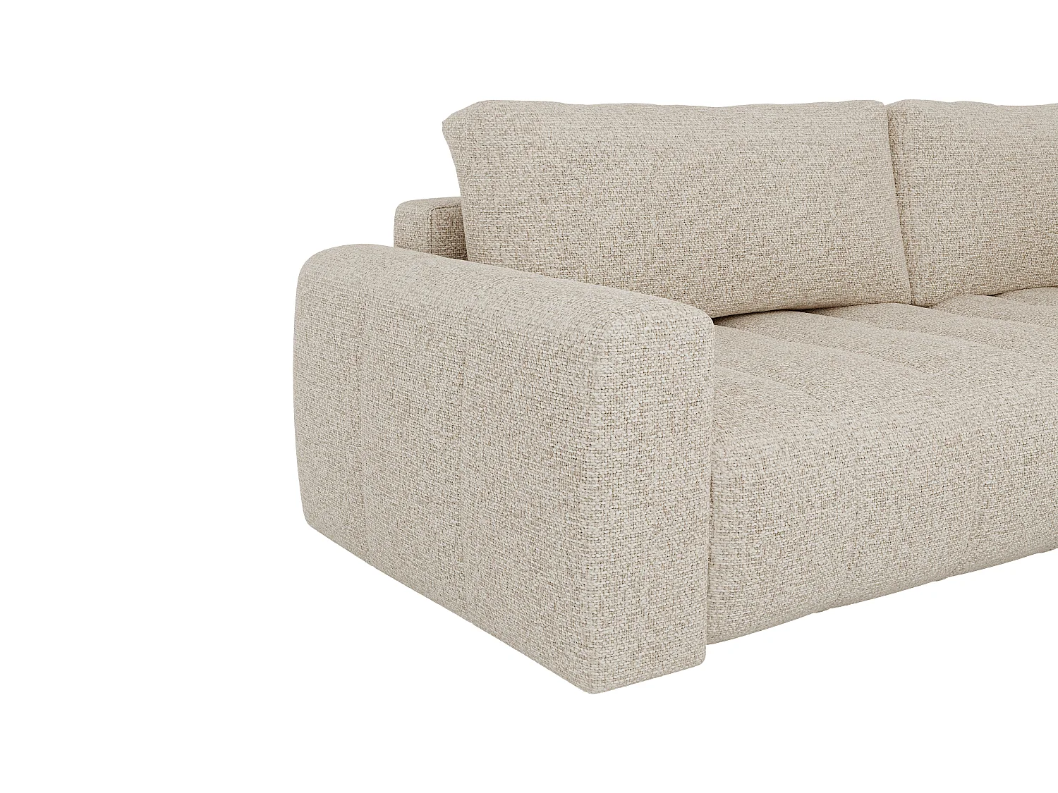 Canapé d'angle droit en tissu chiné beige LORIONA