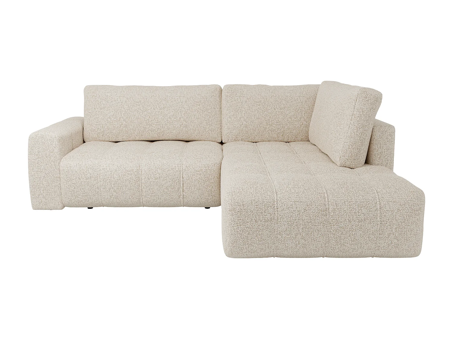 Canapé d'angle droit en tissu chiné beige LORIONA